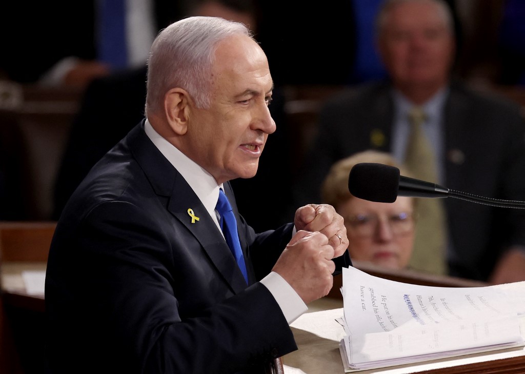 eua-e-israel-‘devem-permanecer-unidos’,-diz-netanyahu-no-congresso-americano