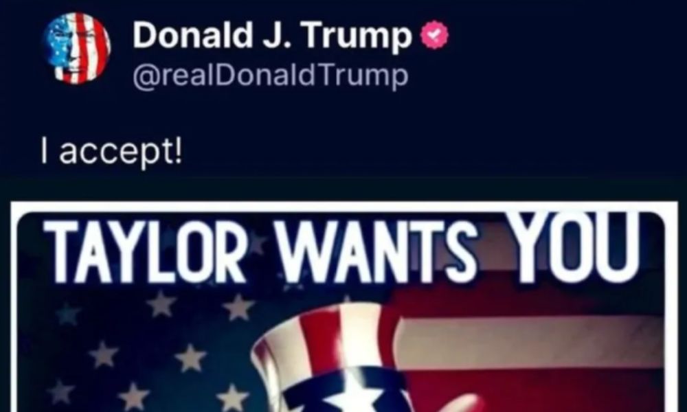 trump-compartilha-imagens-falsas-de-suposto-apoio-de-taylor-swift-a-sua-candidatura