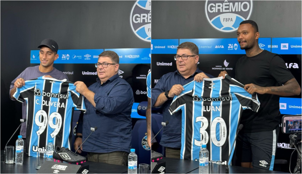 gremio-apresenta-kike-olivera-e-luan-candido-como-novas-contratacoes